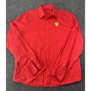 Ferrari Official Licensed Red Button Up Shirt XL Scuderia Shield Logo F1 Racing